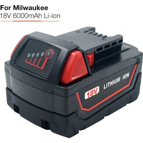 6000mAh Li-ion 18V Replacement Rechargeable Battery for Milwaukee M18 Cordless Power Tools 2601 2611 2630 48-11-1840 48-11-1850