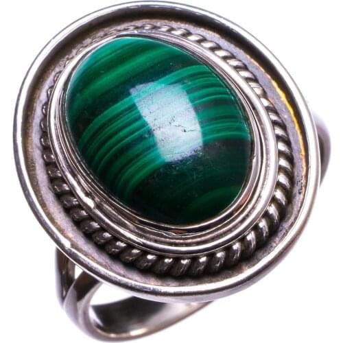 Natural Malachite Handmade Unique 925 Sterling Silver Ring, US size 7.5 X1650