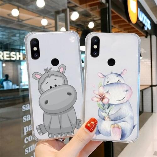 Hippo hippopotamus Cute cartoon Phone Case Transparent for xiaomi Redmi note k 7 6 40 9 6 5 10 11 A T se pro lite ultra