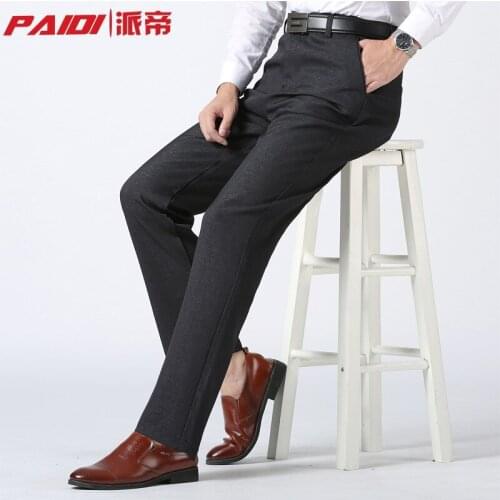 2021 Mens Fall/Winter Casual Pants Loose Straight Business Anti-Wrinkle Trousers