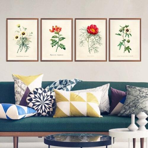 Magnolia Modern Room Wall Art Vintage Flowers Botanical Floral Set of 4 Print Nursery Painting No Frame Pictures