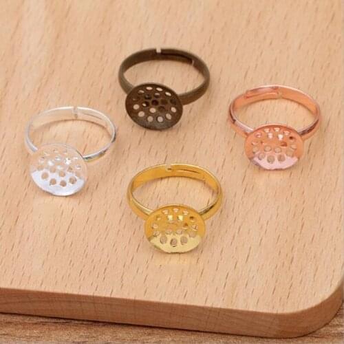 10pcs/lot 12mm Blank Ring Settings Cabochon Bases Bezel Tray Fit 12mm Cabochon Cameo DIY Finger Rings Jewelry Making