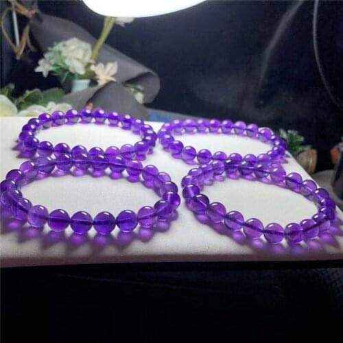 Natural Amethysts Quartz Bracelet Purple Energy Gem Stone Women Beaded Stretch Bracelet Gift Jewelry