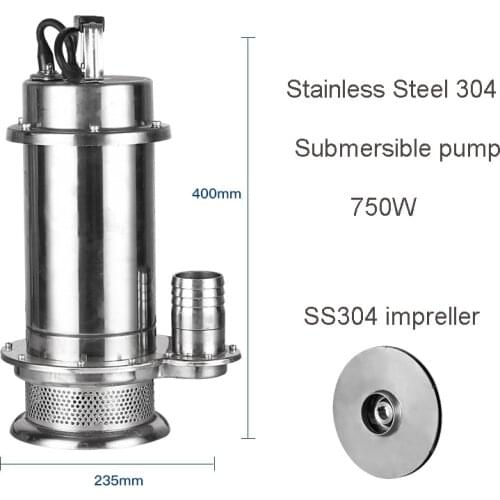 Stainless Steel 0.75KW Submersible Water Electric Water Well Pump with 3M3/H 20M Lift Max