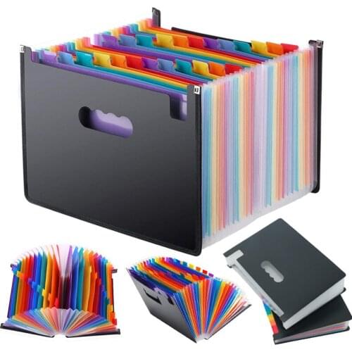 13/24 Pockets Expanding File Folder Works Accordion Office A4 Document Organizer ALI88
