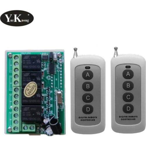 Remote Control Switch 12V DC 4CH Wireless Remote Switches 315 433.92 MHZ ASK Learning Code Smart Home M T L Wireless Switch