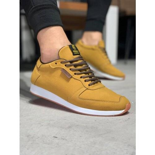 Knack Casual Male Shoes Yellow Color Seasonal Non-Leather Lace-Up Flat Bottom Quality Showy Casual Nubuck Shoes 002