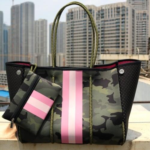 Luxury diving fabric Neoprene bag summer shoulder large capacity brand Casual Tote bag shoulder bags