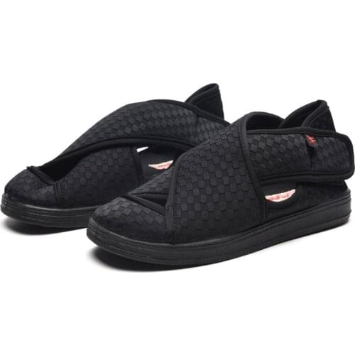 Womens Diabetic Shoes Black Light Summer Breathable Anti-Slip Walking Sandal Adjustable Hook&Loop for Ladies