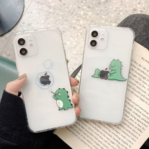 Funny Cute Cartoon Animal Dinosaur Phone Case For iPhone 12 Mini 11 Pro Max X XR XS Max 8 7 Plus Clear Silicone Soft Back Cover
