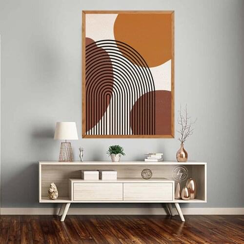 Modern Boho Style Abstract Brown Art Canvas Painting Poster Print Wall Art Picture for Living room Interior Home Decor NO FRAME