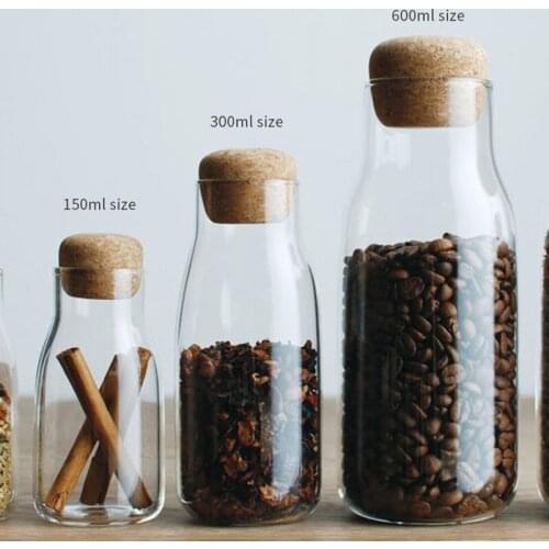 Glass Seal Jar Transparent Coffee Storage Jar Cork Household Glass Tea Kitchen Jar Glass Sealed Tank Glass Food Storage Jars