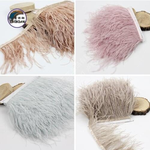 Ostrich Fur Cloth Edge 10-15cm Real Fur Handmade DIY Clothing Sccessories M One Piece Feather Lace Accessories