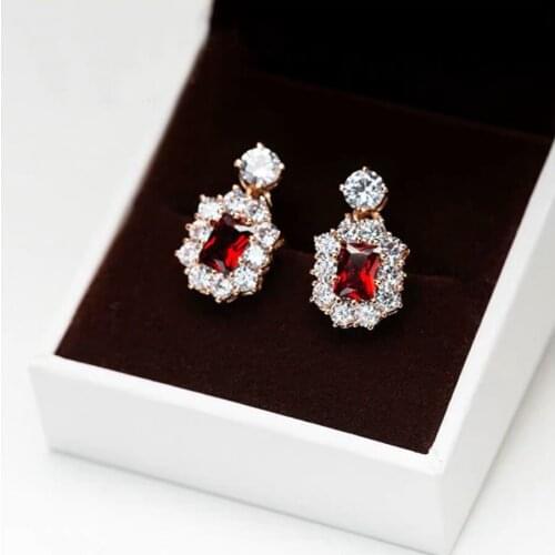 Rhinestone clip on earrings for bridal wedding party shiny cubic zirconia women jewellery rose gold color plated earrings gift