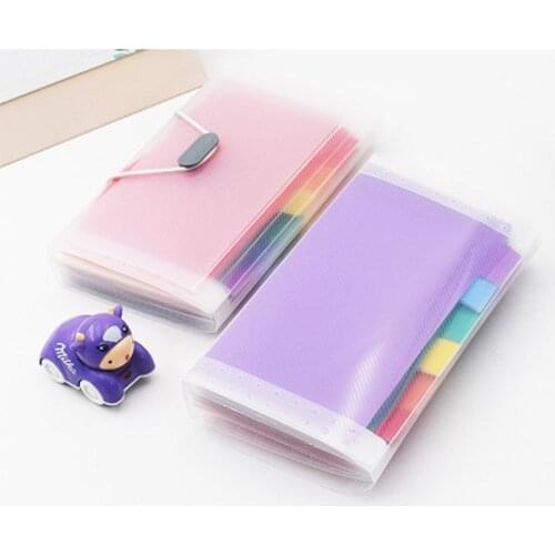 Rainbow Color A6 Document Bag Cute Mini Bill Receipt File 13 Grids Pouch Folder Organizer Holder Office Supply