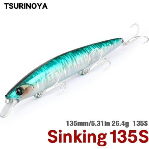 TSURINOYA Sinking Minnow Bait BAYONET 135mm 26.4g Tungaten Weight Fishing Lures Iscas Artificiais Para Pesca Fishing Wobbler