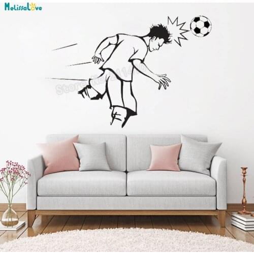 Vinyl Wall Sticker Soccer Football Player Hit Murals Vinyl Home Decor For Living Room Bedroom Removable Art Decals YT416