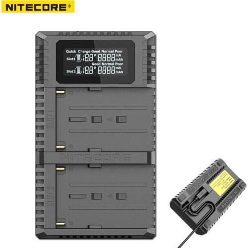 Nitecore USN3 Pro Dual Slot USB QC Charger For Sony NP-FM500H NP-F550 NP-F970 NP-F770 NP-F730 NP-F750 F550 F970 Camera Battery