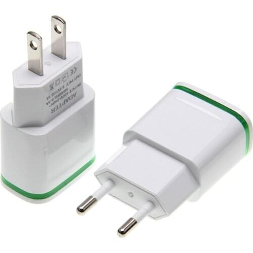 Dual USB Charger 2 Port US EU 5V 2.1A Travel Wall Adapter LED Light Mobile Phone Usb Chargers for iPhone Samsung Huawei 300pcs