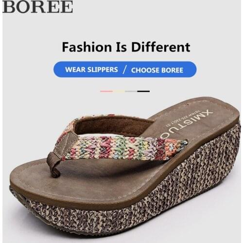 Women Flip Flop Summer Wedges Platform Slippers Outdoor Casual Beach Shoes Woman Heels Anti-slip Wear-resistant Ladies Slippers