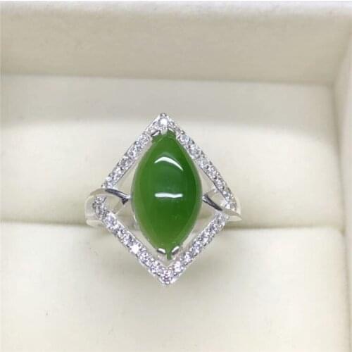 100% Real green jade jasper jade rings resizable emerald ring 925 sterling silver ring women rings jade jewelry diamond ring