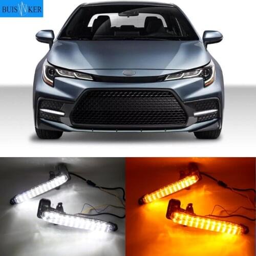 1Pair Dynamic Yellow Turn Signal Car DRL Lamp LED Daytime Running Light Fog lamp For Toyota Corolla SE/XSE US 2020 2021