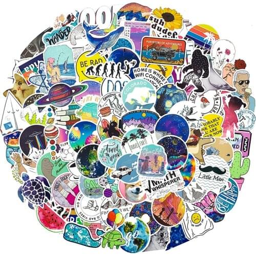 100Pcs Cute Bright Little Fresh Sticker For Refrigerator Scooter Guitar Computer Suitcase Scrapbooking PVC Graffiti Stickers
