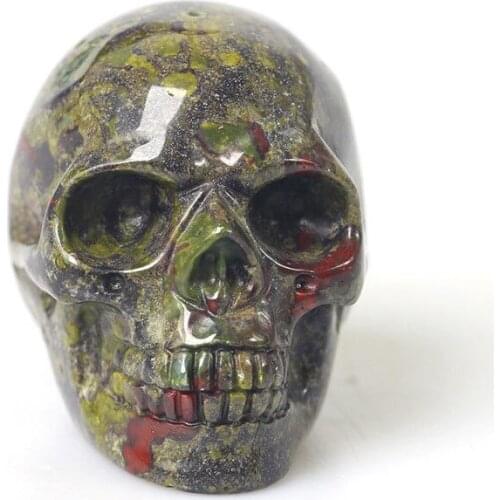 2'' Unakite Jasper Skull Specimen Healing Reiki Clinozoisite Gemstone Figurine