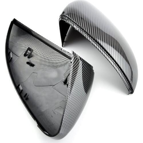 2 pieces For VW Golf MK7 7.5 GTI 7 7R Mirror Covers Caps RearView Mirror Case Cover Carbon Look Bright Black Matte Chrome Cover
