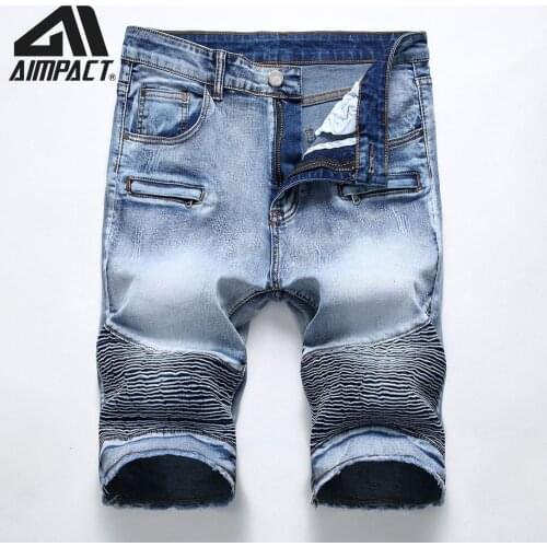 2019 Fashion Denim Shorts for Men Slim Fitted Cowboy Jean Trunks Male Summer Skinny Skate Board Jean Shorts By Aimpact AM2311