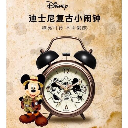 2021 Disney Small Alarm Clock Children Students Special Cartoon Boys and Girls Bedroom Bedside Clock Alarm Metal Loud Volume