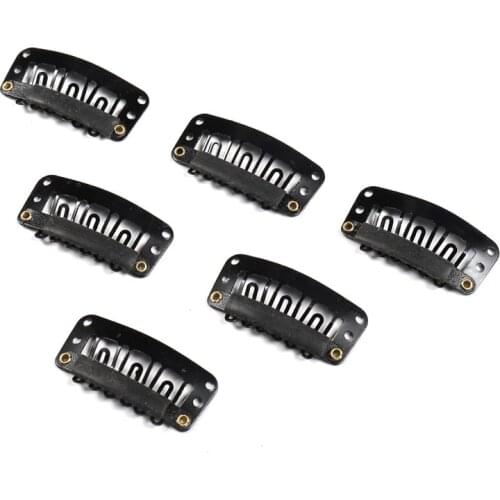 32mm 10PCS Stainless Wig Clips Combs Snap Clips with Rubber for Hair Extension Toupee DIY 6 Teeth Snap-Comb Styling Accessories