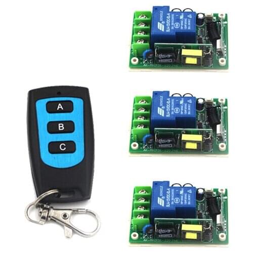 3CH Wireless Remote Control Switch System AC 85V-250V 30A Learning code Toggle/Momentary LED ON OFF Wireless Switch SKU: 5498