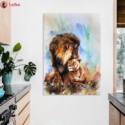 3d round square diamond embroidery Abstract animal art, painted lion Diy full diamond painting stitch cross mosaic picture