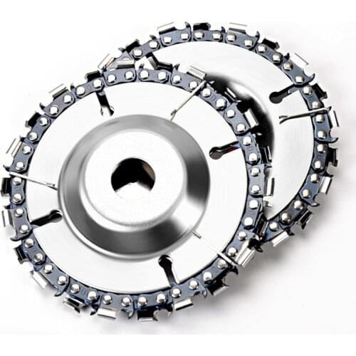 4 inch Wood Carving Disc Cut Chain 22 Tooth Grinder Disc Fine Chainsaw Set w/ 2 Chains for 100/115 Angle Grinder Wooking Tools