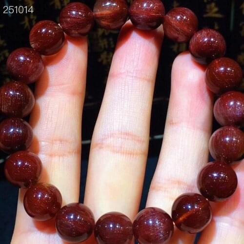Genuine Natural Red Rutilated Quartz Crystal Bracelet 10.6mm Clear Round Beads Powerful Bracelet Gemstone Jewelry AAAAAA