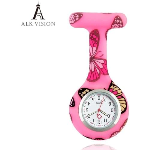 Colorful Silicone Nurse Watch Fashion Brooch Doctor Fob Pocket Watch Nursing Gift Butterfly Quartz Hospital Clock High-quality