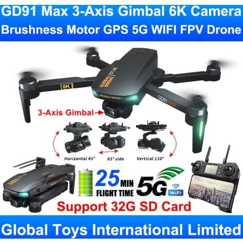 GD91 MAX 3-Axis Gimbal Professional 6K Camera Brushless Motor GPS 5G WIFI FPV RC Drone Quadcopter Support SD Card VS SG906 Pro 2