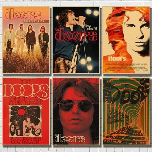 The Doors Jim Morrison Vintage Retro rock band music Guitar Matte Kraft Paper Poster Wall Sticker Home Decora