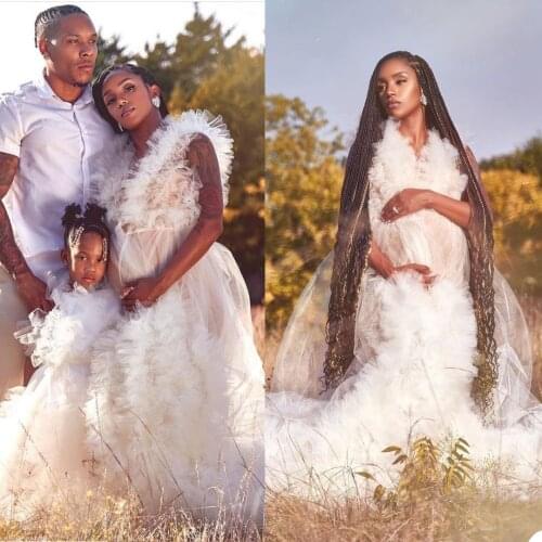 Elegant Tulle Maternity Dresses See Through Sexy Plus Size Pregnant Women Gowns For Photography Party Wedding Robe