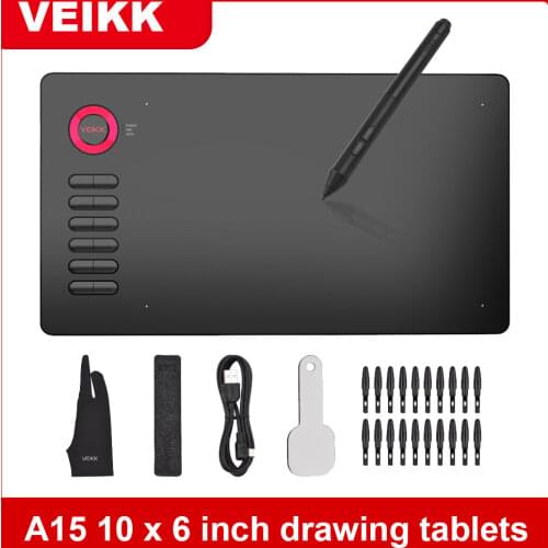 VEIKK Tablet A15 for Drawing 10x6 Inch Digital Graphic Tablet Online Education Artists 8192 Levels Pressure Support Android
