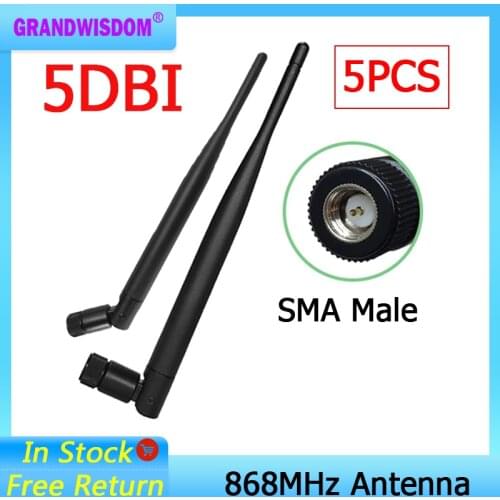 5pcs 868MHz 915MHz Antenna 5dbi SMA Male Connector GSM 915 MHz 868 MHz antena outdoor signal repeater antenne waterproof Lorawan
