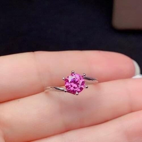 Crackling pink moissanite ring for women jewelry engagement ring for wedding real 925 silver ring birthday gift 0.5 carat gem
