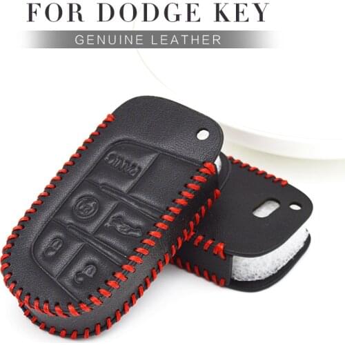 Leather Car Key Cover Case For Dodge Ram 1500 Nitro Charger Challenger Journey Dart Grand Caravan Duranza Keyring Accessories