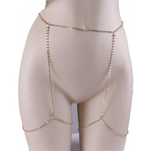 Summer Beach Sexy Silver Color Crystal Thigh Leg Body Chain Beach Jewelry Bikini Belly Body Waist Link Sexy Decoration For Women