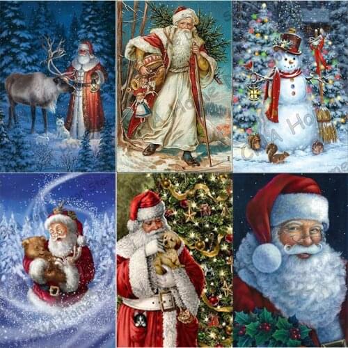 Merry Christmas Drill Resin Ribbon Mosaic 5D Diy Embroidery Diamond Painting3D Cross Stitch Kit Santa Clause room decorations
