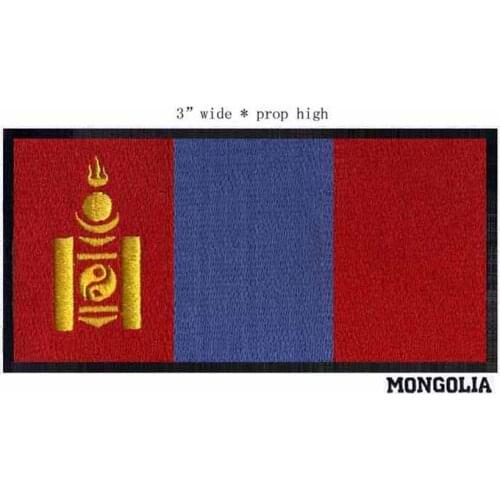 MONGOLIA embroidered flag iron on patch 3 "wide /applique patches black border
