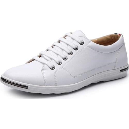 Men Casual Vulcanize Shoes White Genuine Leather 2021 Sport Walking Running Summer Platform Flats Men Sneakers