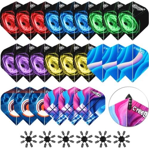 CyeeLife 48 Plastic Dart Protectors + 24 Flights(8 Designs) Standard,Darts accessories kit