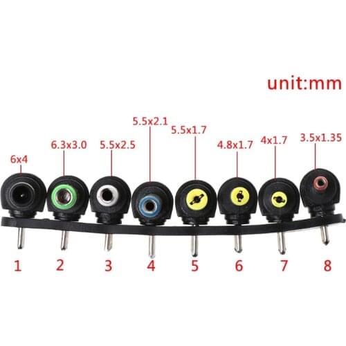 Drop Wholesale 8Pcs/Set Universal DC Power Charger Supply Adapter Jack Plug Connector for Laptop PC DC Plugs for AC Adapter